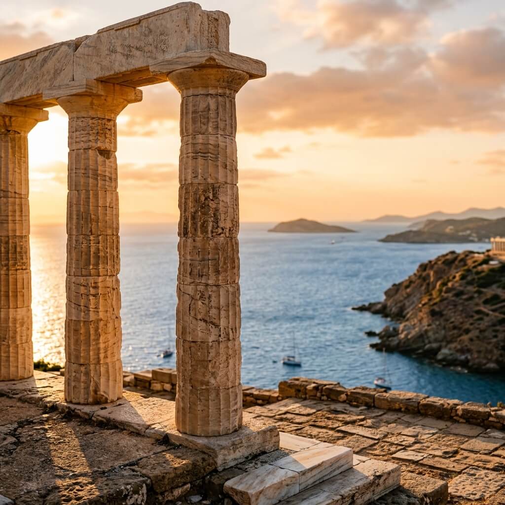 Coucher de soleil à Sounio